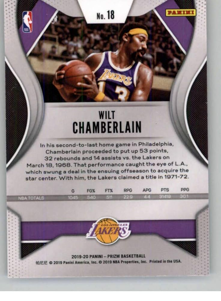 Amazon.com: 2019-20 Prizm NBA #18 Wilt Chamberlain Los